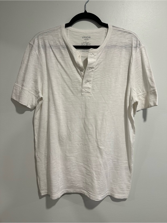 Vince Other - VINCE Men’s Short Sleeve Soft Slub Cotton Henley Tee Shirt Top White Medium